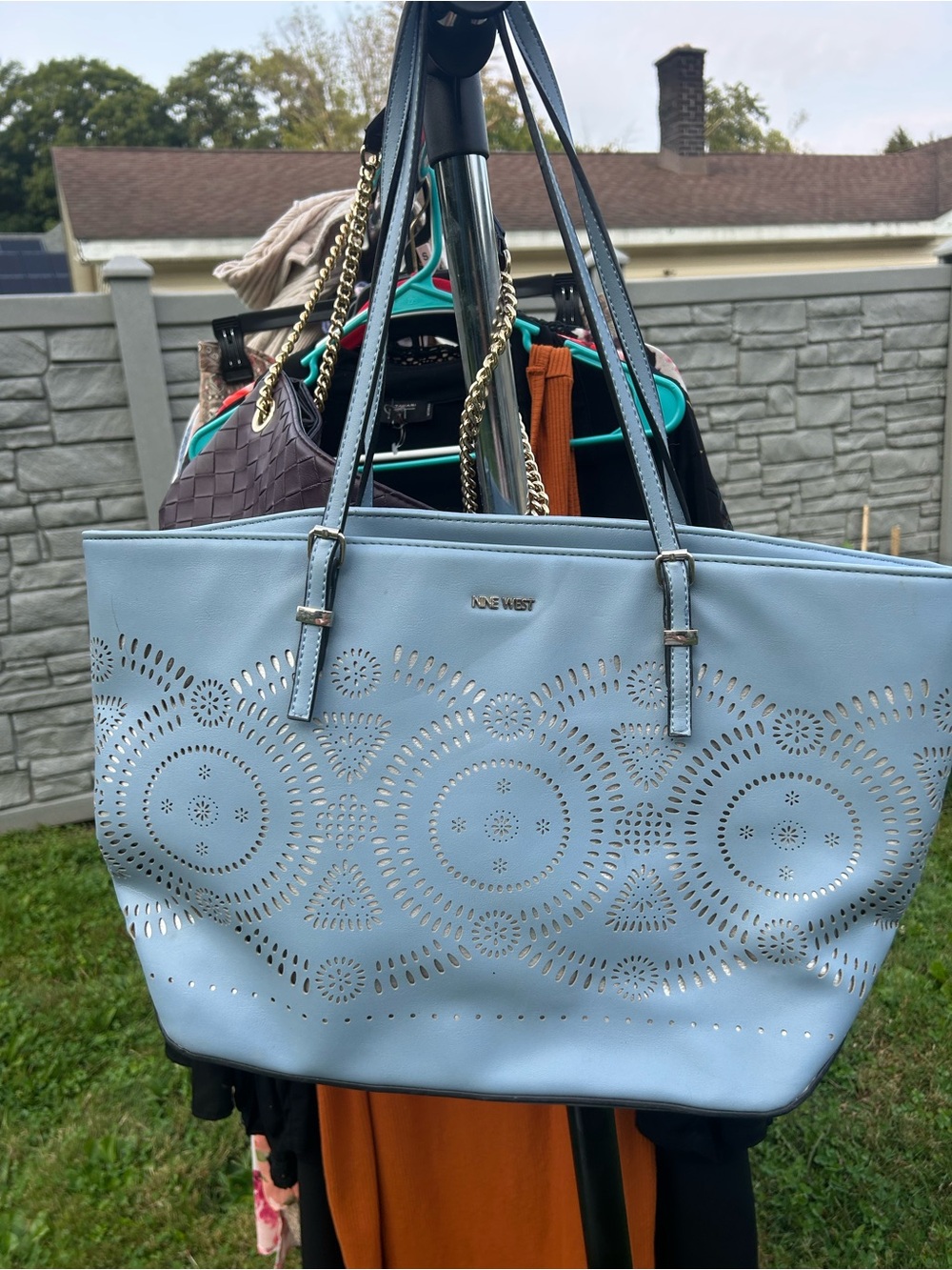 Nine West Powder Blue Laser-Cut Tote